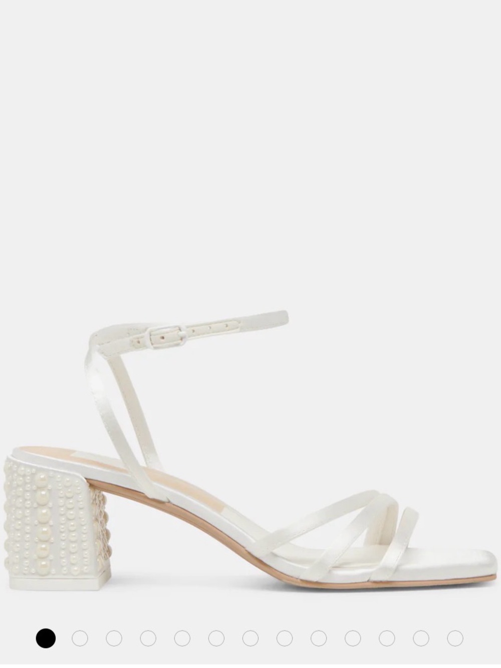 Dolce Vita White Pearl-Embellished Strappy Block Heel Sandal
